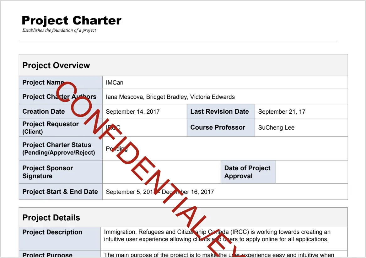 Project Planning Document - Charter