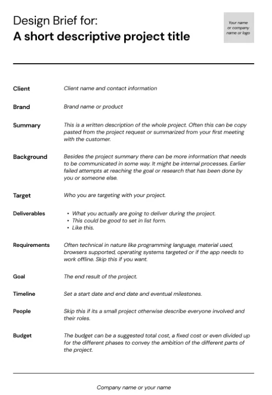 Project Planning Document - Design Brief